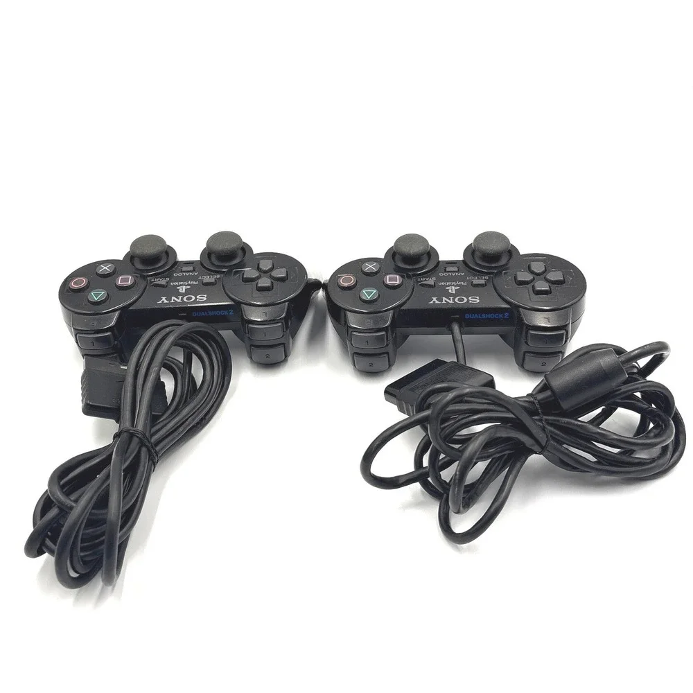 Lot of 2 Sony PlayStation 2 DualShock 2 Wired Controllers Black SCPH-10010 OEM